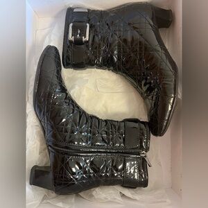 Dior Black Patent Quilted Ankle Boots